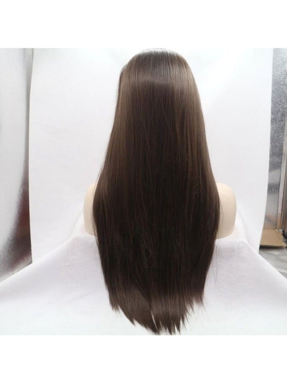 Long Straight 13x4 Lace Frontal Wigs Layered Heat Resistant Hair Brown